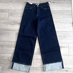 Vervet by Flying Monkey Wide Leg Stretch Cuffed Jean - Brilliant Jewel